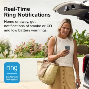 Kidde Smart Smoke and Carbon Monoxide Detector, Ring App Enabled for Real-Time Notifications, Hardwired Alarm, AA Backup Battery view 3