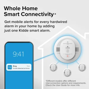 Kidde Smart Smoke and Carbon Monoxide Detector, Ring App Enabled for Real-Time Notifications, Hardwired Alarm, AA Backup Battery view 6