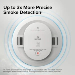 Kidde Smart Smoke and Carbon Monoxide Detector, Ring App Enabled for Real-Time Notifications, Hardwired Alarm, AA Backup Battery