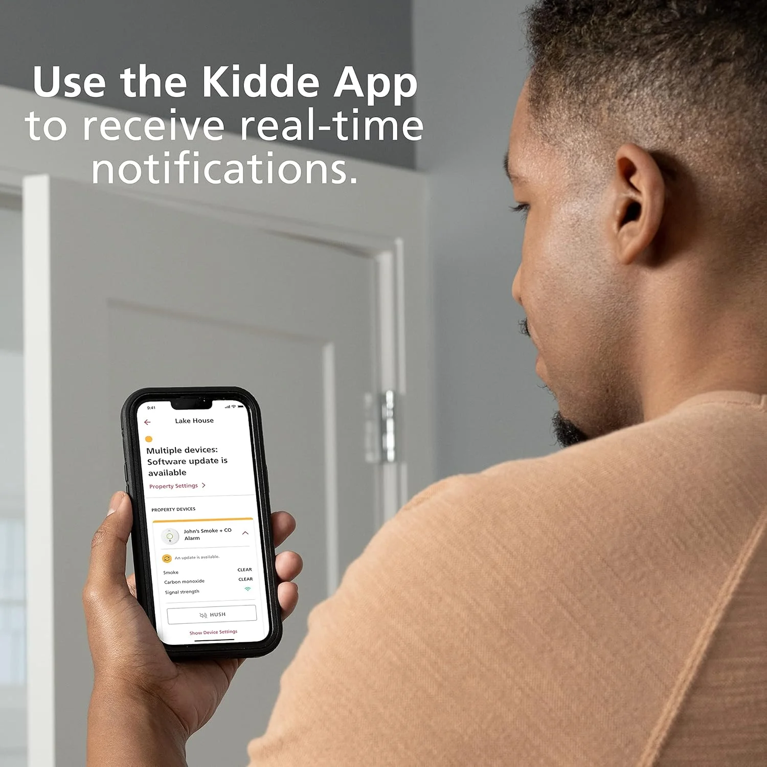 Smartphone showing water leak app alert