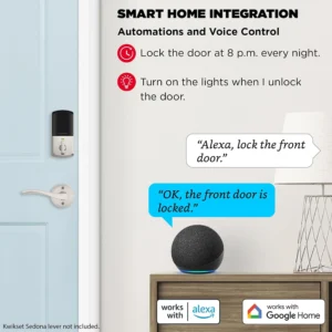 Kwikset Halo Wi-Fi Smart Lock Keyless Entry Door Deadbolt, Satin Nickel | Easy Install, No Hub Required, Geofence Auto-Unlock, Lifetime Finish Warranty, Backlit Keypad, Grade AAA Certified view 4