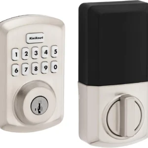 Kwikset Powerbolt 250 10-Button Keypad Satin Nickel Transitional Electronic Deadbolt Door Lock, Featuring Convenient Keyless Entry, Customizable User Codes, and Auto-Locking view 1