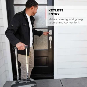 Kwikset Powerbolt 250 10-Button Keypad Satin Nickel Transitional Electronic Deadbolt Door Lock, Featuring Convenient Keyless Entry, Customizable User Codes, and Auto-Locking view 3