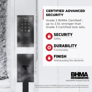 Kwikset SmartCode 270 Keyless Entry Electronic Touchpad Deadbolt Door Lock | Matte Black, Auto-Lock, Custom User Codes, Advanced Security, Contemporary Design view 4
