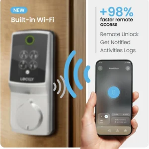 Lockly Secure Pro Smart Lock, 0.2s AI Fingerprint Door Lock, Patented PIN Genie Keypad, Keyless Entry Deadbolt for Front Door, Zinc Alloy, IP65 Waterproof, 2 Backup Keys Included view 3