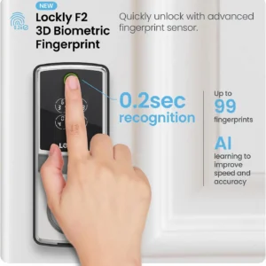 Lockly Secure Pro Smart Lock, 0.2s AI Fingerprint Door Lock, Patented PIN Genie Keypad, Keyless Entry Deadbolt for Front Door, Zinc Alloy, IP65 Waterproof, 2 Backup Keys Included view 4