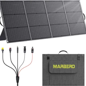 MARBERO 200W Portable Solar Panel for Power Station IP68 Waterproof 200 Watt Foldable Solar Charger >23% High Efficiency Compatible with Solar Generator for Camping RV Outdoor Cloudy view 1