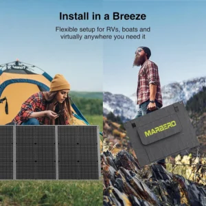 MARBERO 200W Portable Solar Panel for Power Station IP68 Waterproof 200 Watt Foldable Solar Charger >23% High Efficiency Compatible with Solar Generator for Camping RV Outdoor Cloudy view 2