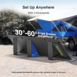 MARBERO 200W Portable Solar Panel for Power Station IP68 Waterproof 200 Watt Foldable Solar Charger >23% High Efficiency Compatible with Solar Generator for Camping RV Outdoor Cloudy view 5