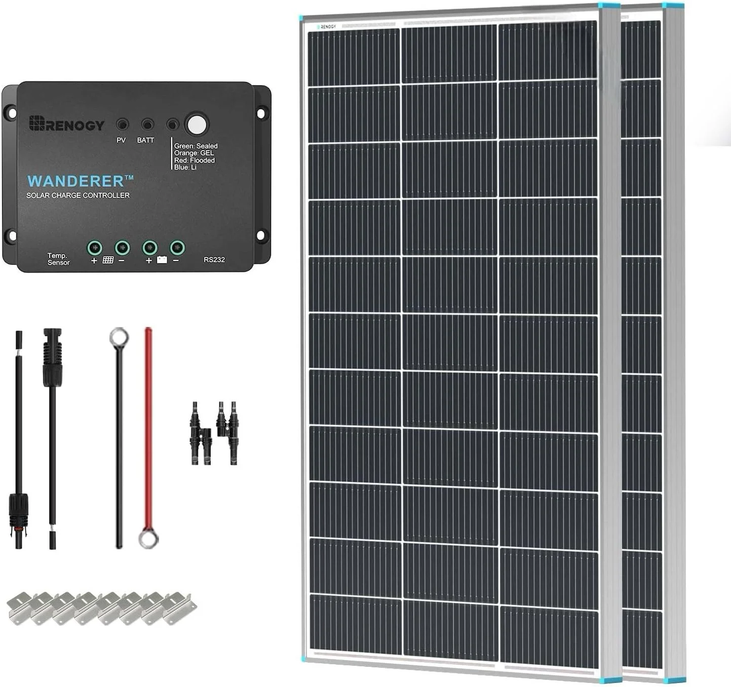 Renogy 200 Watt Solar Panel Kit setup on an RV roof