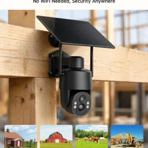 No WiFi Security Camera, 4G LTE Solar Cellular Security Camera, Built-in SIM Card, 4MP Live Video, 360° Full View, Color Night Vision, Instant Alerts, 2 Storage Ways for Remote/Off-Grid Area view 2
