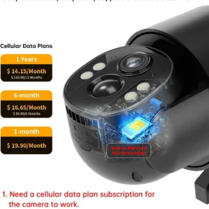 No WiFi Security Camera, 4G LTE Solar Cellular Security Camera, Built-in SIM Card, 4MP Live Video, 360° Full View, Color Night Vision, Instant Alerts, 2 Storage Ways for Remote/Off-Grid Area view 3