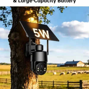 No WiFi Security Camera, 4G LTE Solar Cellular Security Camera, Built-in SIM Card, 4MP Live Video, 360° Full View, Color Night Vision, Instant Alerts, 2 Storage Ways for Remote/Off-Grid Area view 4