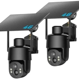 No WiFi Security Camera, 4G LTE Solar Cellular Security Camera, Built-in SIM Card, 4MP Live Video, 360° Full View, Color Night Vision, Instant Alerts, 2 Storage Ways for Remote/Off-Grid Area