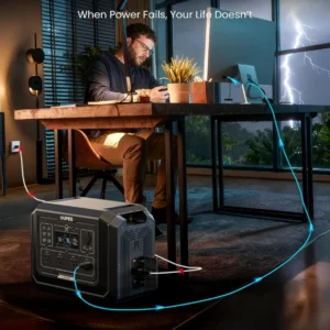 OUPES 2000W Solar Generator with Panels Included, 36Min Fast Charge, 1024Wh LiFePO4 Portable Power Station w/ 100W Panel, for Camping Road Trips Picnics Home Backup Emergency view 6