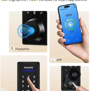 Philips Fingerprint Smart Lock, Keyless Entry Door Lock, Smart Door Locks for Front Door, Keypad Deadbolt, APP Control, 9-Month Long Battery view 2