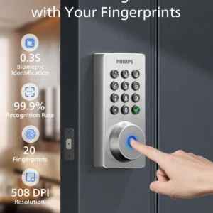Philips Wi-Fi Door Lock, WiFi Smart Lock Keyless Entry Deadbolt for Front Door, Remote Control, Built-in WiFi, APP Fingerprint Passcode Unlock, Auto Locking view 7