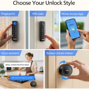 Philips WiFi Smart Deadbolt Lock with Fingerprint Keypad, APP Remote Control, Smart Retrofit Lock for Existing Deadbolt, Keyless Entry, Voice Control, Interior Auto-Locking view 2