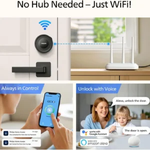 Philips WiFi Smart Deadbolt Lock with Fingerprint Keypad, APP Remote Control, Smart Retrofit Lock for Existing Deadbolt, Keyless Entry, Voice Control, Interior Auto-Locking view 3