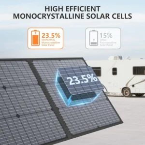 Portable Solar Panel 220W 40V Monocrystalline Foldable Solar Panels Charger Power Backup, IP67 Waterproof Durable for Power Station RV Camping Off Grid Fishing view 2