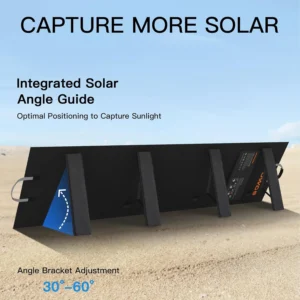 Portable Solar Panel 220W 40V Monocrystalline Foldable Solar Panels Charger Power Backup, IP67 Waterproof Durable for Power Station RV Camping Off Grid Fishing view 5