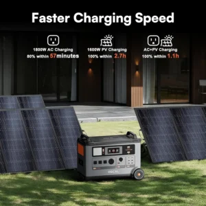 PowerMax 3600SE Portable Power Station 3600W, 3600Wh Solar Generator, 1800W AC/ 1600W Solar Fase Charging, LiFePO4 Battery Power Station for Home Use, Power Outage, RV, Emergencies view 3