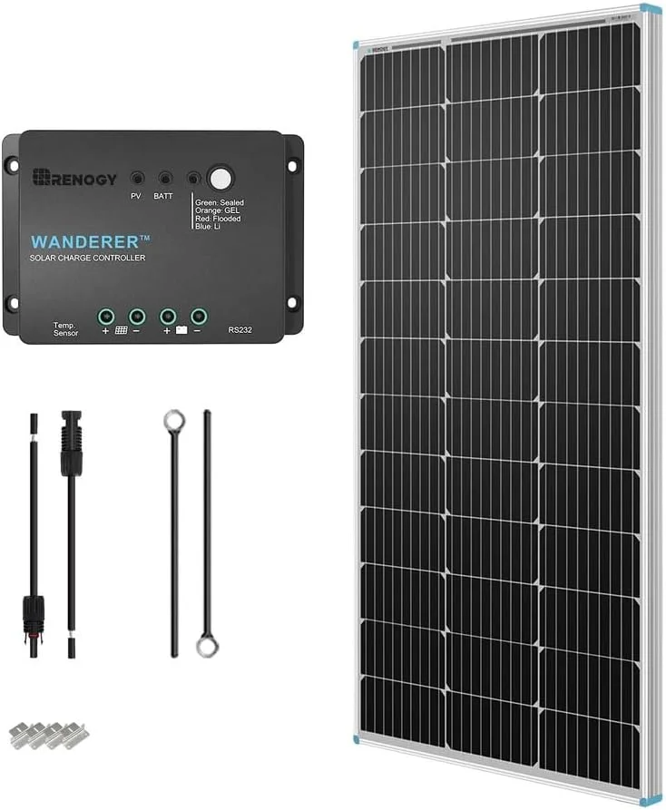 Renogy 200 Watt 12 Volt Monocrystalline Solar Panel Starter Kit with 2 Pcs 100W Solar Panel and 30A PWM Charge Controller for RV, Boats, Trailer, Camper, Marine ,Off-Grid System