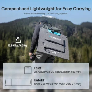 Renogy 200W Portable Solar Panel, IP65 Waterproof Foldable Solar Panel Power Backup, Solar Charger for Power Station RV Camping Off Grid view 3