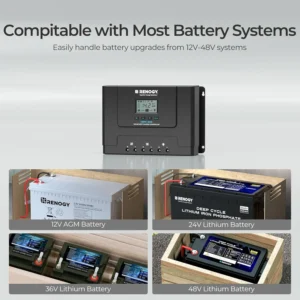 Renogy 60A MPPT Solar Charge Controller 12V/24V/36V/48V Auto, 150V Solar Input Solar Panel Controller for Lithium/AGM/Gel Batteries, Off-Grid Solar Controllers Home RV Marine Workshop view 5