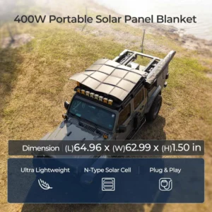 RENOGY REGO 400W Portable Solar Panel, Renogy Solar Blanket N-Type Foldable Solar Panel, 25% High Efficiency, Lightweight Solar Panel Charger for Camping, RV, Marine, SUV, Off Grid Applications view 4
