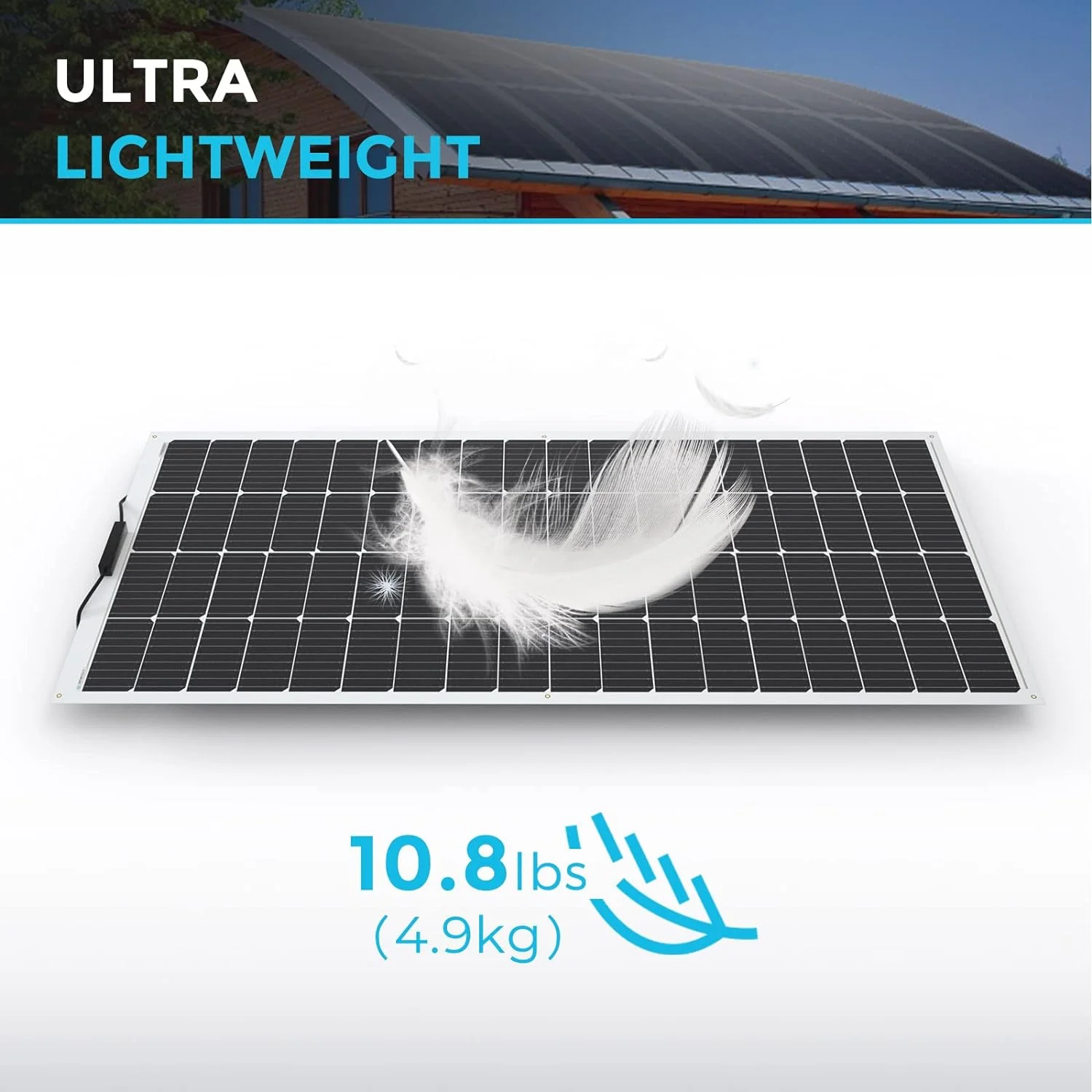 Comparison of flexible vs rigid solar panels showing weight difference