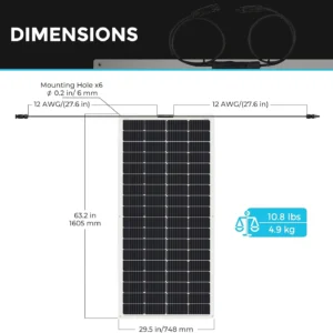 Renogy Solar Panels 200 Watt 12V, Flexible Solar Panel 200W 22% High-Efficiency, 240° Ultra Lightweight Solar Panels for Marine RV Cabin Van Car Boat Camping Curve Surfaces view 5