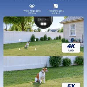 REOLINK 4K Dual-Lens Outdoor PTZ Auto-Tracking Camera (2 Pack) Bundle with 128GB microSD Card (2 pcs), 6X Hybrid Zoom, with Spotlight, 2.4G/5GHz WiFi view 1