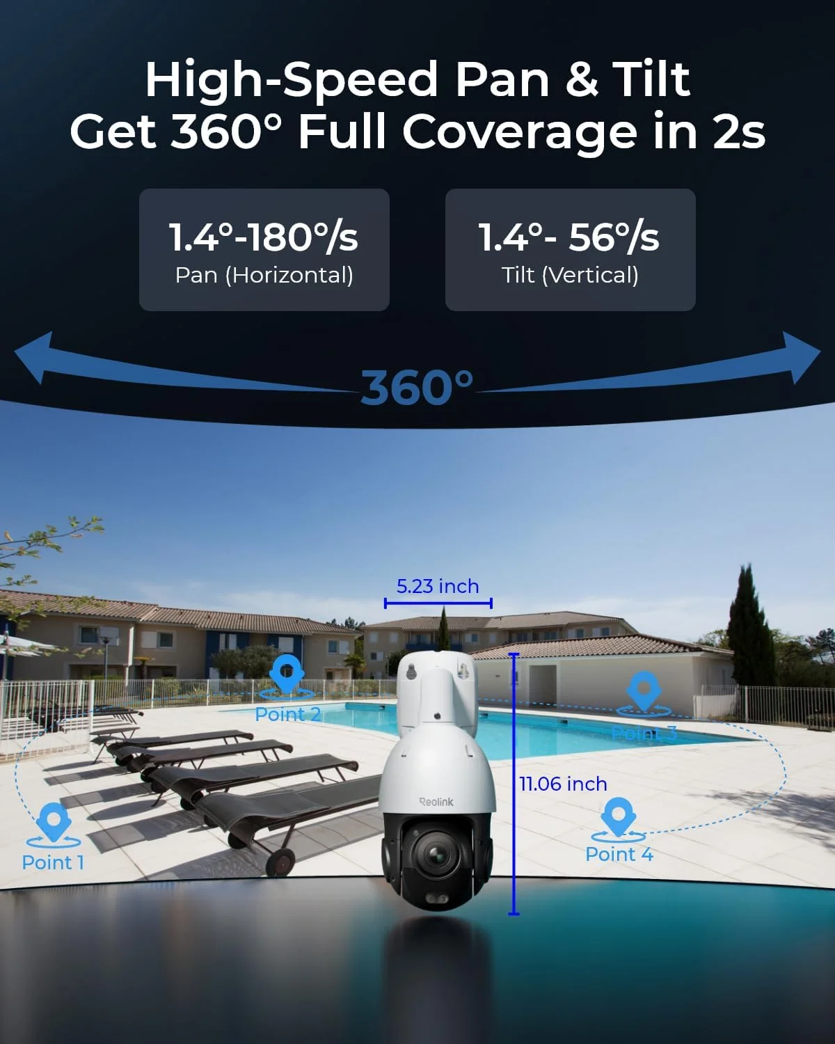 REOLINK 4K UHD PoE PTZ Camera for Outdoor Security, 360° Pan & 90° Tilt for Auto Tracking, 5X Optical Zoom and 3D Zoom, AI Detection, Color Night Vision, 24/7 Recording, 2 Way Talk, RLC-823S1 view 5