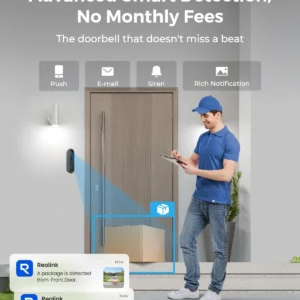 REOLINK Video Doorbell Camera with Chime, 1:1 Head-to-Toe View, 2.4/5 GHz WiFi, Person/Vehicle/Package Detection, No Monthly Fees view 3