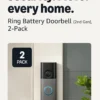 Ring Battery Doorbell (newest model) — Retinal 2K with wide-angle video, up to 6x Enhanced Zoom, Two-Way Talk, and Built-In Battery, Speckled Gray