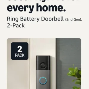 Ring Battery Doorbell (newest model) — Retinal 2K with wide-angle video, up to 6x Enhanced Zoom, Two-Way Talk, and Built-In Battery, Speckled Gray