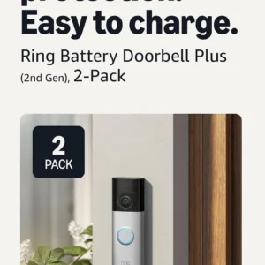 Ring Battery Doorbell Plus (newest model), Retinal 2K with wide-angle video, up to 6x Enhanced Zoom, Night Vision, and Quick Release Battery Pack, Nickel Silver