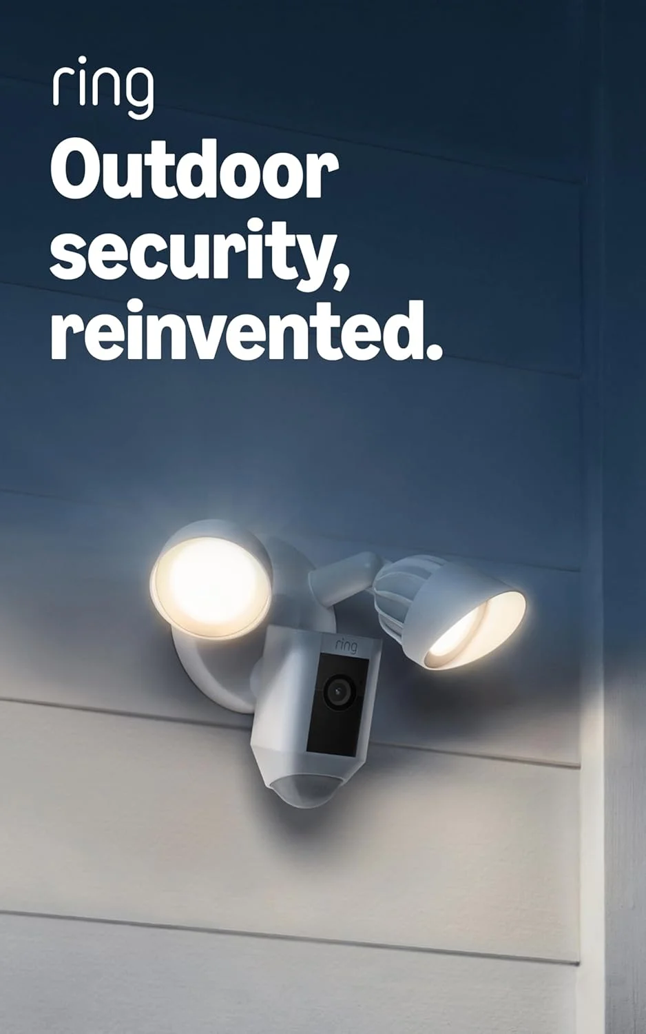 Ring Floodlight Cam Wired Plus installed on a residential wall