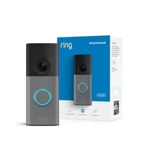 Ring Wired Doorbell (newest model), Wide-Angle Retinal 2K, up to 6x Enhanced Zoom, pair with Alexa or Ring Chime for in-home alerts, Speckled Gray