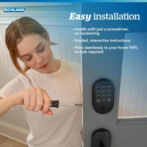 Schlage Arrive Smart Wi‑Fi Deadbolt Lock with Keypad, Keyless Entry Front Door Lock, App Control, Alexa and Google Home Compatible, Satin Nickel, BE459WB CAM 619 view 7