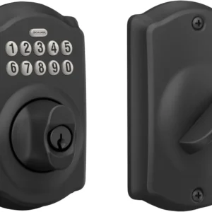 Schlage Camelot Electronic Keypad Deadbolt Lock, Keyless Front Door Entry, Mechanical Key Backup Included, Matte Black, BE365 CAM 622 view 1