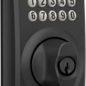 Schlage Camelot Electronic Keypad Deadbolt Lock, Keyless Front Door Entry, Mechanical Key Backup Included, Matte Black, BE365 CAM 622 view 2