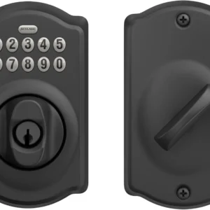 Schlage Camelot Electronic Keypad Deadbolt Lock, Keyless Front Door Entry, Mechanical Key Backup Included, Matte Black, BE365 CAM 622 view 6