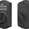 Schlage Camelot Electronic Keypad Deadbolt Lock, Keyless Front Door Entry, Mechanical Key Backup Included, Matte Black, BE365 CAM 622