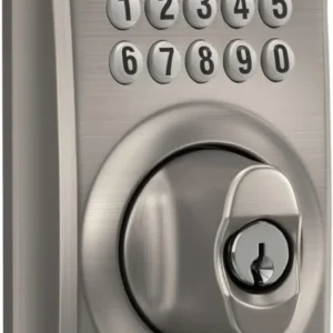 Schlage Camelot Electronic Keypad Deadbolt Lock, Keyless Front Door Entry, Mechanical Key Backup Included, Satin Nickel, BE365 V CAM 619 view 2