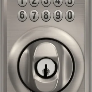 Schlage Camelot Electronic Keypad Deadbolt Lock, Keyless Front Door Entry, Mechanical Key Backup Included, Satin Nickel, BE365 V CAM 619 view 6