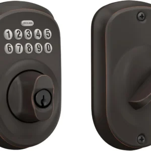 Schlage Camelot Electronic Keypad Deadbolt Lock, Keyless Front Door Entry, Mechanical Key Backup Included, Satin Nickel, BE365 V CAM 619