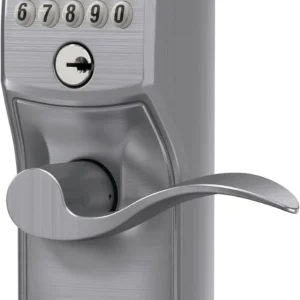 Schlage Camelot Keypad Lock with Lever Handle, Electronic Keyless Door Entry, Flex Lock Auto‑Lock Option, Satin Chrome, FE595 CAM 626 ACC view 3