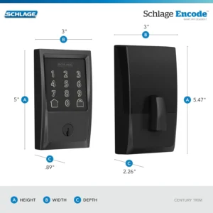 Schlage Encode Smart Wi-Fi Deadbolt Lock with Touchscreen Keypad, Keyless Front Door Entry, App Control, Alexa, Google Home and Airbnb Compatible, Matte Black, BE489WB CEN 622 view 3